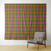 Grün Pink Orange Karo Tartan Design  Wandteppich (Beispiel (Horizontal))