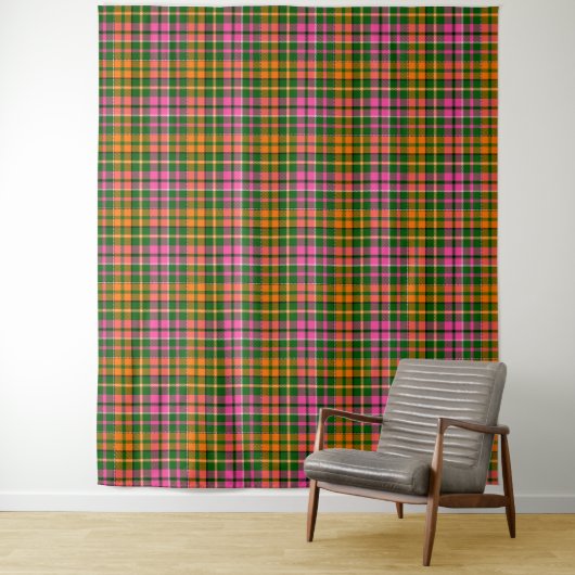 Grün Pink Orange Karo Tartan Design  Wandteppich (Beispiel)
