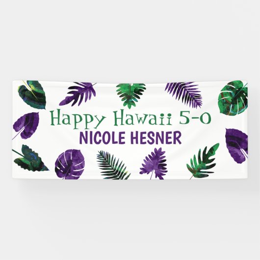 Grün, Plum Lila tropisches Hawaii 5-0 50. Banner (Horizontal)