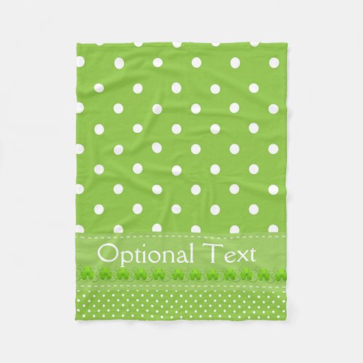 Grün, Punkte und Kleeblätter Fleecedecke (Vorderseite)