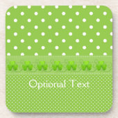 Grün, Punkte und Kleeblätter Getränkeuntersetzer (Vorderseite)