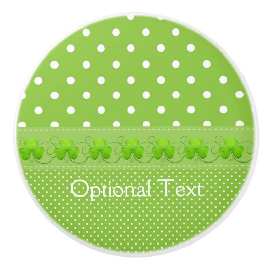 Grün, Punkte und Kleeblätter Keramikknauf (Vorderseite)