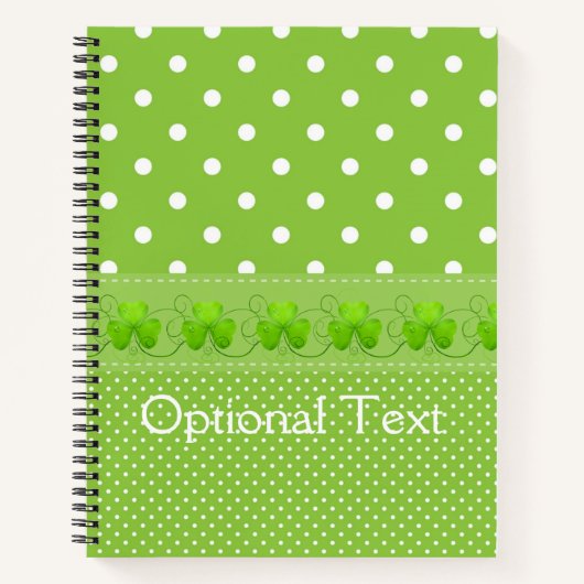 Grün, Punkte und Kleeblätter Notizblock (Vorderseite)