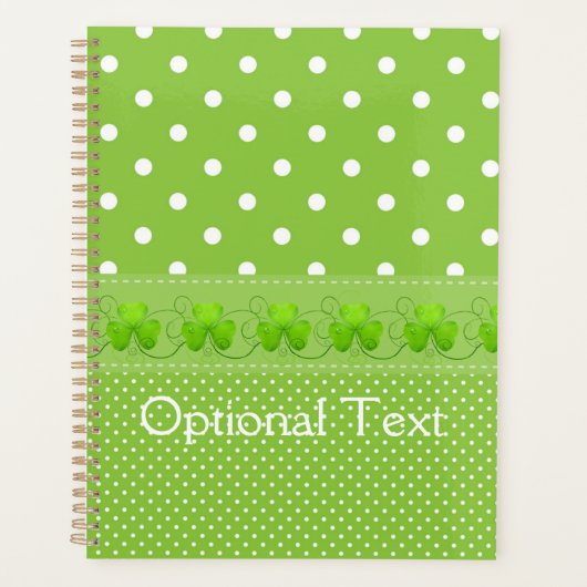 Grün, Punkte und Kleeblätter Planer (Vorderseite)