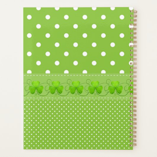Grün, Punkte und Kleeblätter Planer (Rückseite)
