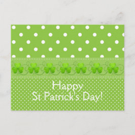 Grün, Punkte und Kleeblätter Postkarte