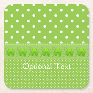 Grün, Punkte und Kleeblätter Rechteckiger Pappuntersetzer