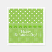 Grün, Punkte und Kleeblätter Serviette (Vorderseite)