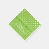 Grün, Punkte und Kleeblätter Serviette (Ecke)