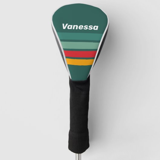 Grün quer gestreift mit Namen Golf Headcover (Vorderseite)