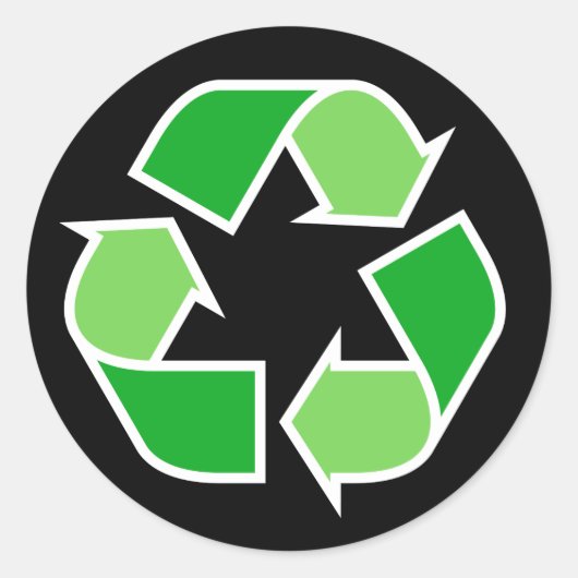 Grün recycelnd recycelnd Symbol auf schwarzem Hint Runder Aufkleber (Vorderseite)