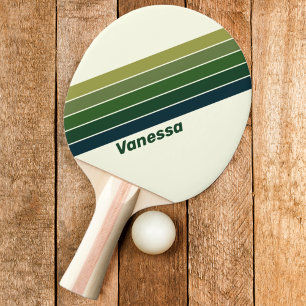 Grün Retro fünf gestreift mit Namen Tischtennis Schläger