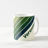 Grün Retro Fünf Streifen mit Namen Kaffeetasse (VorderseiteRechts)