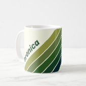 Grün Retro Fünf Streifen mit Namen Kaffeetasse (Vorderseite Links)