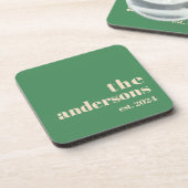 Grün Retro moderner Minimalist Getränkeuntersetzer (Linke Seite)