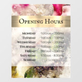 Grün rosa Aquarellfenster Öffnungszeiten Fensteraufkleber (Blatt)