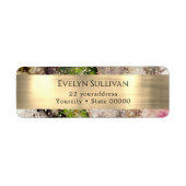 Grün rosa Aquarellfolie Rücksendetikett (Vorne)