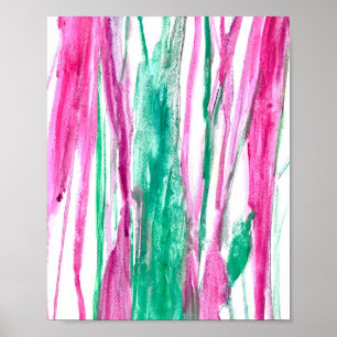Grün Rosa Aquarellkunst Minimalistische Linien Coo Poster