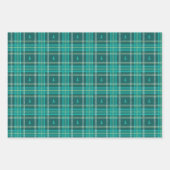 Grün, Rosa, Blauer Tartan Kariert mit Weihnachtsba Geschenkpapier Set (Vorderseite)
