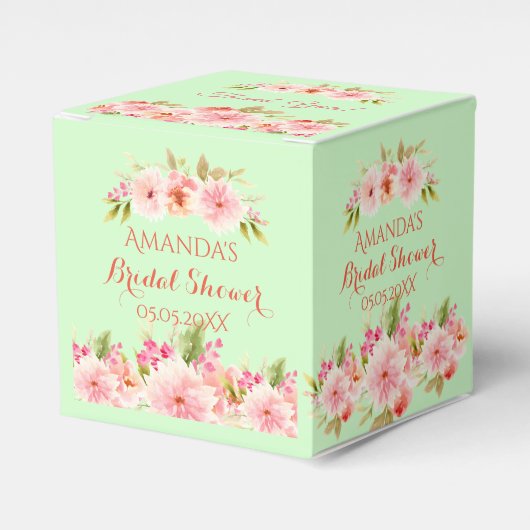 Grün rosa Blume Brautparty danke Geschenkschachtel (Vorderseite)