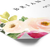Grün Rosa Blush Blues Hochzeitszeichen Poster (Ecke)