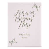 Grün-rosa-Bow-Hochzeitszeichen Poster (Vorderseite)