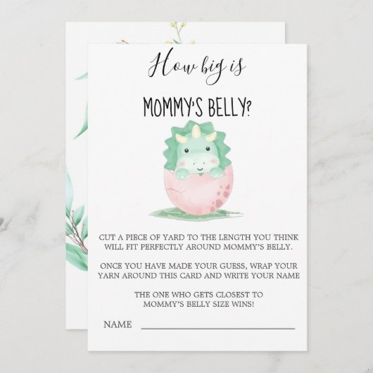 Grün rosa Dinosaurier wie groß ist Mama's Bauch (Vorne/Hinten)