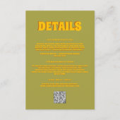 Grün rosa fett hell Funky Groovy Hochzeitsdetails Begleitkarte (Vorderseite)
