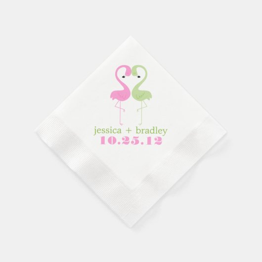 Grün-rosa Flamingos Strand Hochzeit Serviette (Ecke)