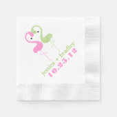 Grün-rosa Flamingos Strand Hochzeit Serviette (Vorderseite)