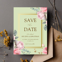 Grün rosa Garten Elegante Hochzeit der Blumen Save The Date