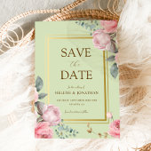 Grün rosa Garten Elegante Hochzeit der Blumen Save The Date