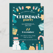 Grün rosa Gelb Weihnachten Party Einladung (Vorne/Hinten)