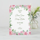 Grün-Rosa-Hochzeit, Grüne Blume Einladung (Stehend Vorderseite)