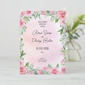Grün-Rosa-Hochzeit, Grüne Blume Einladung (Stehend Vorderseite)