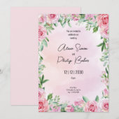 Grün-Rosa-Hochzeit, Grüne Blume Einladung (Vorne/Hinten)