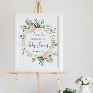 Grün rosa Mädchen Dusche Begrüßungszeichen Poster