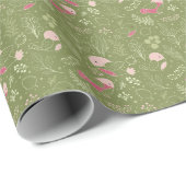 Grün/Rosa Niedlich Bird Baby DuscheWrapping Paper Geschenkpapier (Rolleneckpunkt)