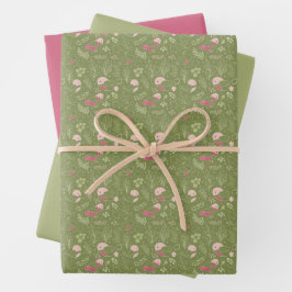 Grün/Rosa Niedlich Bird Baby DuscheWrapping Paper Geschenkpapier Set