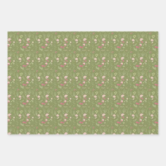 Grün/Rosa Niedlich Bird Baby DuscheWrapping Paper Geschenkpapier Set (Vorderseite)