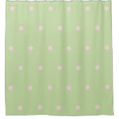 Grün Rosa Pastell Punkte Muster Whimsical Duschvorhang (Vorderseite)