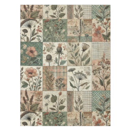 Grün/Rosa Patchwork Vintage Blumenmuster Tischdecke