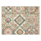 Grün/Rosa Patchwork Vintage Blumenmuster Tischdecke (Vorderseite (Horizontal))