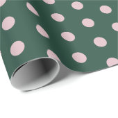 Grün & Rosa Punkte Geschenkpapier (Rolleneckpunkt)