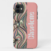 Grün, Rosa rot, dunkelblauer Retro Swirl Case-Mate iPhone Hülle (Rückseite)