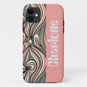 Grün, Rosa rot, dunkelblauer Retro Swirl Case-Mate iPhone Hülle