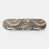 Grün, Rosa rot, dunkelblauer Retro Swirl Skateboard (Horizontal)