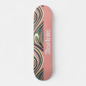 Grün, Rosa rot, dunkelblauer Retro Swirl Skateboard (Vorne)