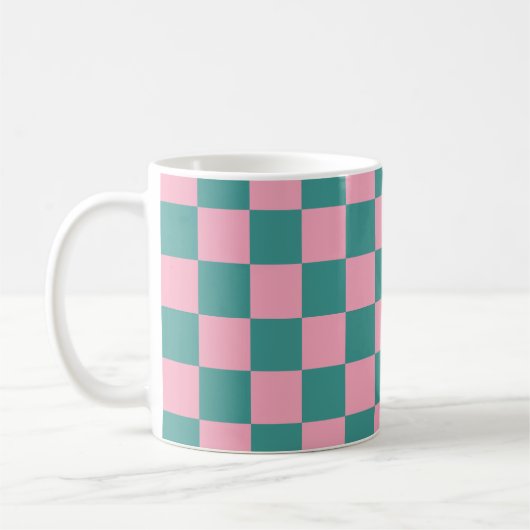 Grün-rosa Schachbrettmuster Kaffeetasse (Links)