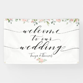 Grün & Rosa Schwarze Kalligraphie Willkommen Banner